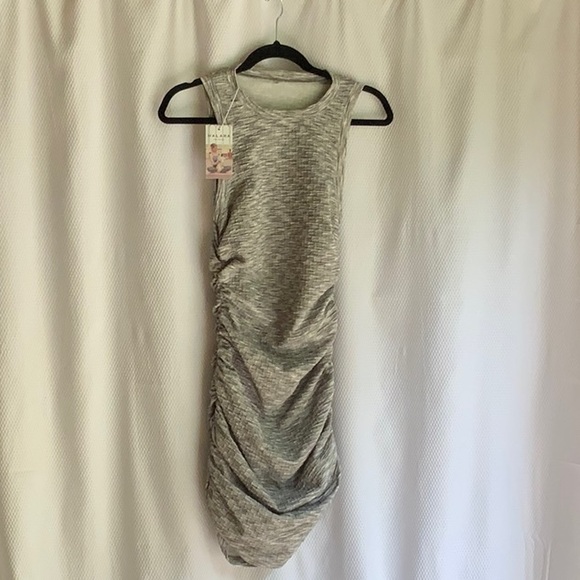HALARA Dresses & Skirts - HALARA Gray Textured Ruched Dress